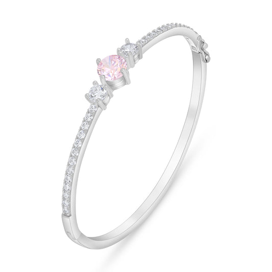 بنجلة من الفضة الخالصة عيار 925 مطلية روديوم مرصعة زركون بنك و فص ابيض