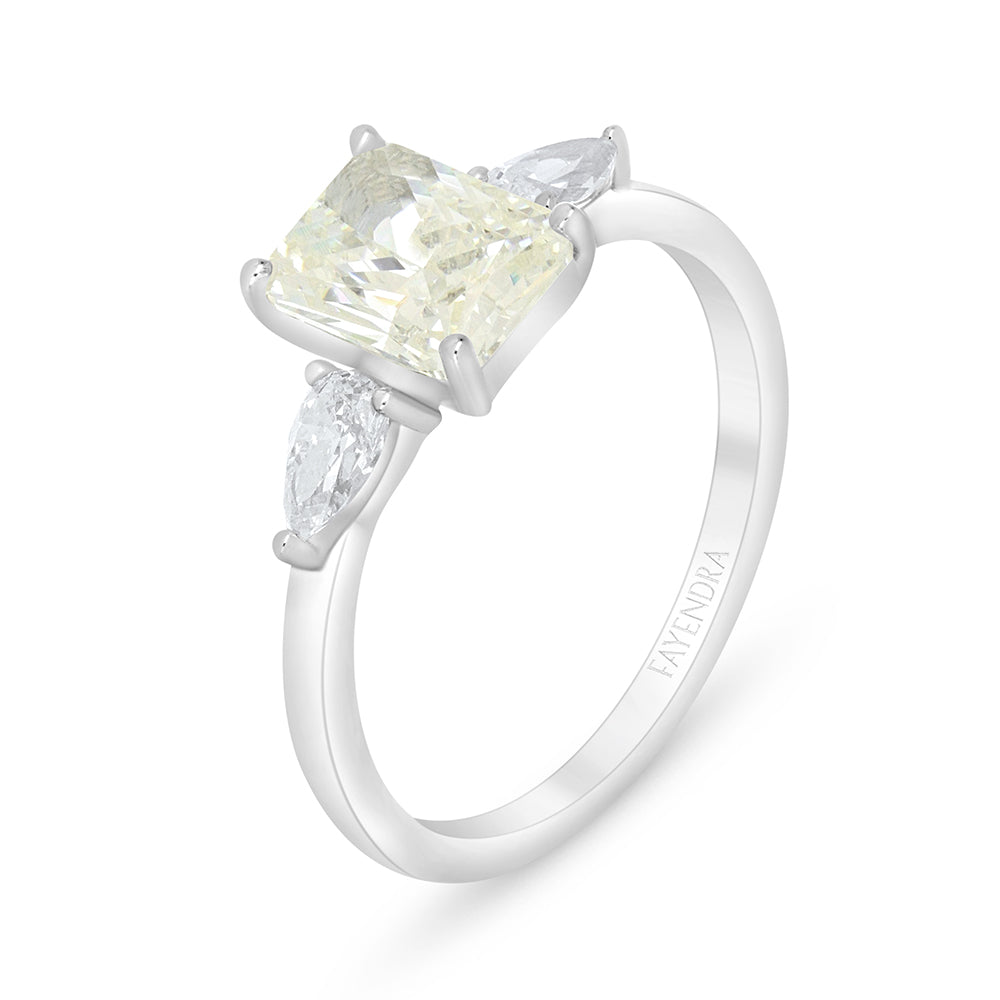 Sterling Silver 925 Ring Rhodium Plated Embedded With Diamond Zircon And White Zircon