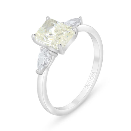 Sterling Silver 925 Ring Rhodium Plated Embedded With Diamond Zircon And White Zircon