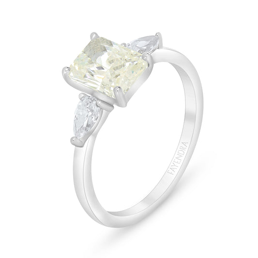 Sterling Silver 925 Ring Rhodium Plated Embedded With Diamond Zircon And White Zircon