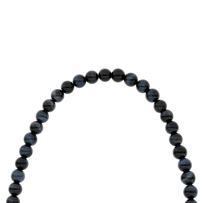 Rosary 99 Sterling Silver 925 Set Oxidized Embedded With Blue Tiger Eye Bead 06 ML LOGO