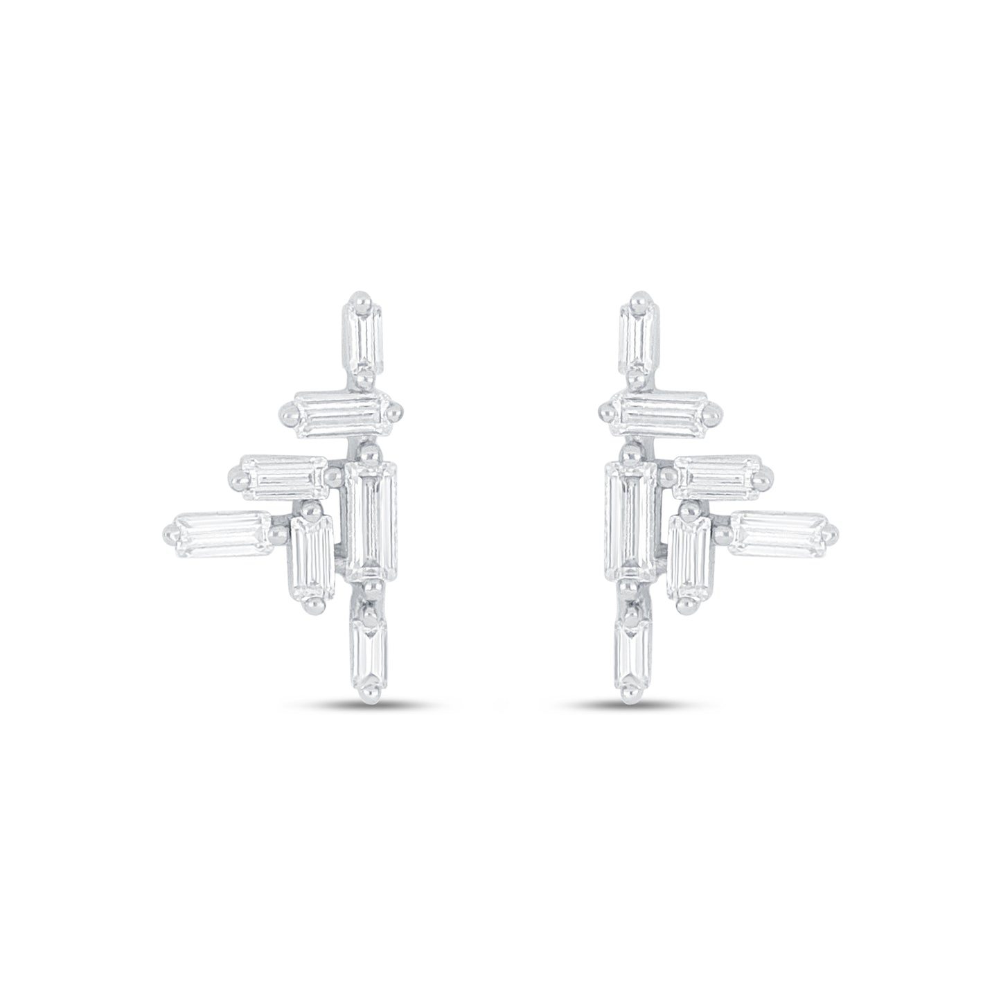 Sterling Silver 925 Earring Rhodium Plated Embedded With White Zircon