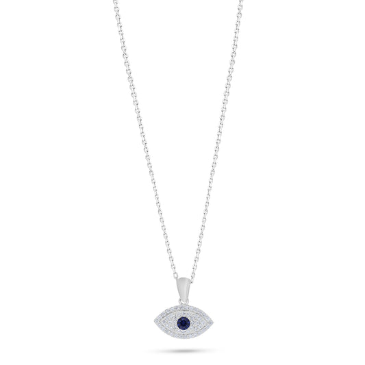 Sterling Silver 925 Necklace Rhodium Plated Embedded With White Zircon