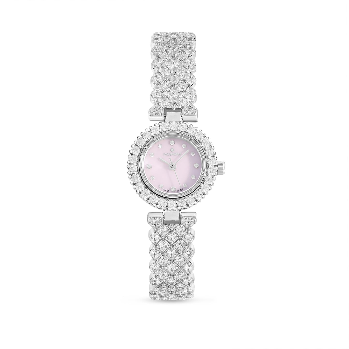 Stainless Steel 316L Watch Silver Color Embedded With White Zircon - WHITE MOP DIAL