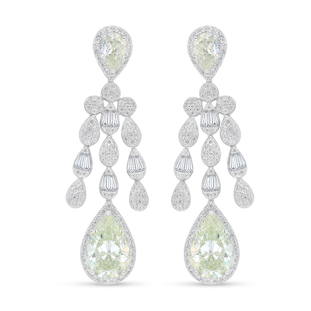 Sterling Silver 925 Set Rhodium Plated Embedded With Diamond Zircon And White Zircon
