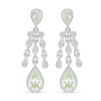 Sterling Silver 925 Set Rhodium Plated Embedded With Diamond Zircon And White Zircon