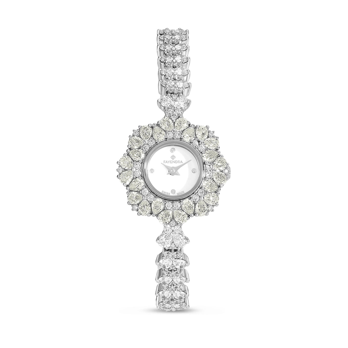 Stainless Steel 316L Watch Silver Color Embedded With Diamond Zircon And White Zircon - WHITE MOP DIAL