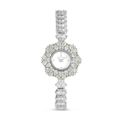 Stainless Steel 316L Watch Silver Color Embedded With Diamond Zircon And White Zircon - WHITE MOP DIAL