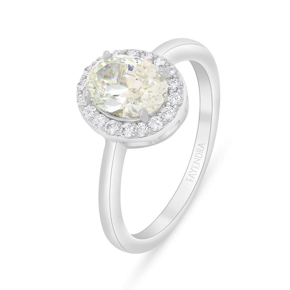 Sterling Silver 925 Ring Rhodium Plated Embedded With Diamond Zircon And White Zircon