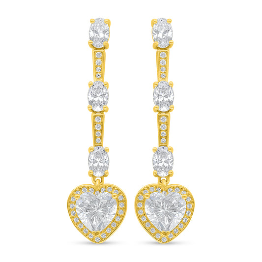 Sterling Silver 925 Earring Golden Plated Embedded With Diamond Zircon And White Zircon