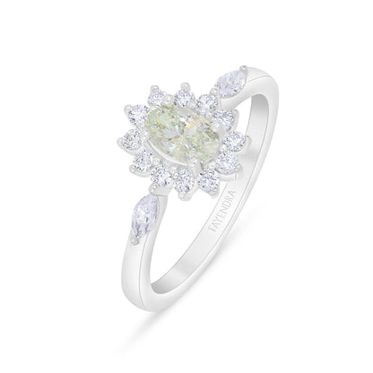 Sterling Silver 925 Ring Rhodium Plated Embedded With Diamond Zircon And White Zircon