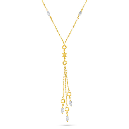 Sterling Silver 925 Necklace Golden Plated Embedded With White Zircon