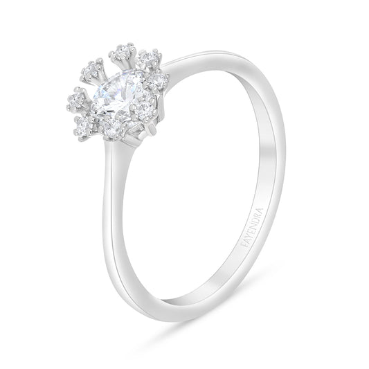 خاتم من الفضة الخالصة عيار 925 مطلي روديوم مرصع فص ابيض