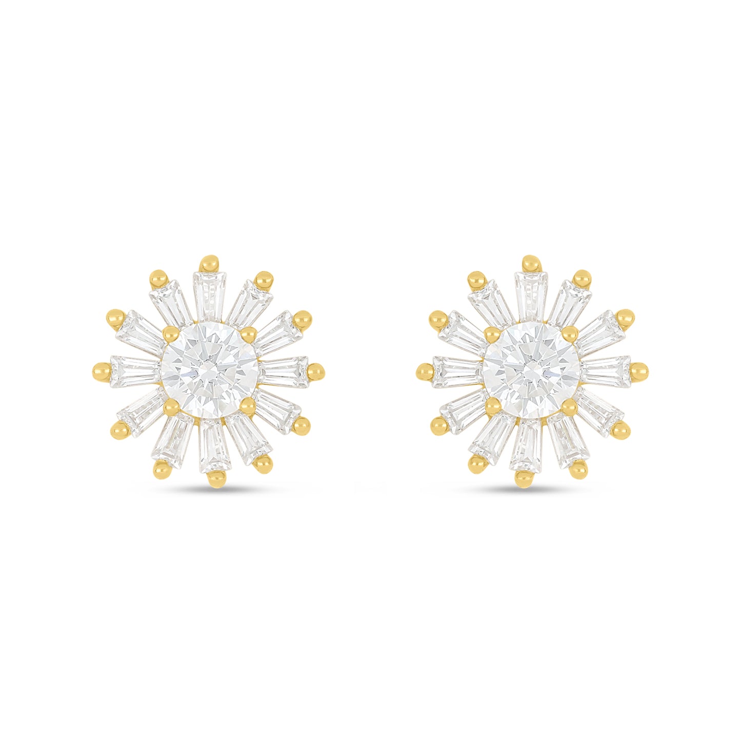 Sterling Silver 925 Earring Golden Plated Embedded With White Zircon