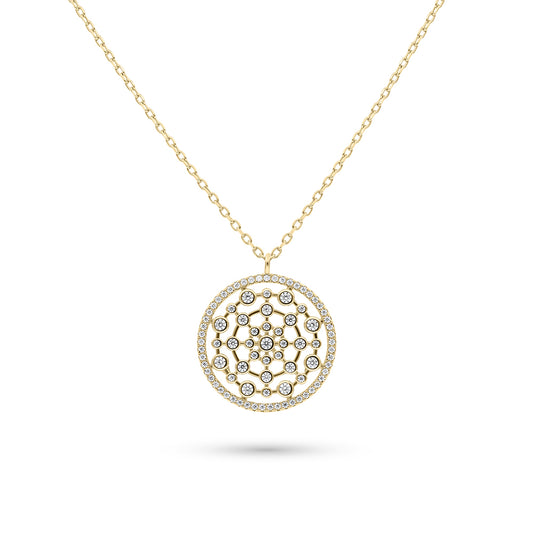Sterling Silver 925 Necklace Gold Plated Embedded With White CZ