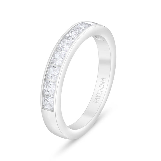 Sterling Silver 925 Ring Rhodium Plated Embedded With White Zircon