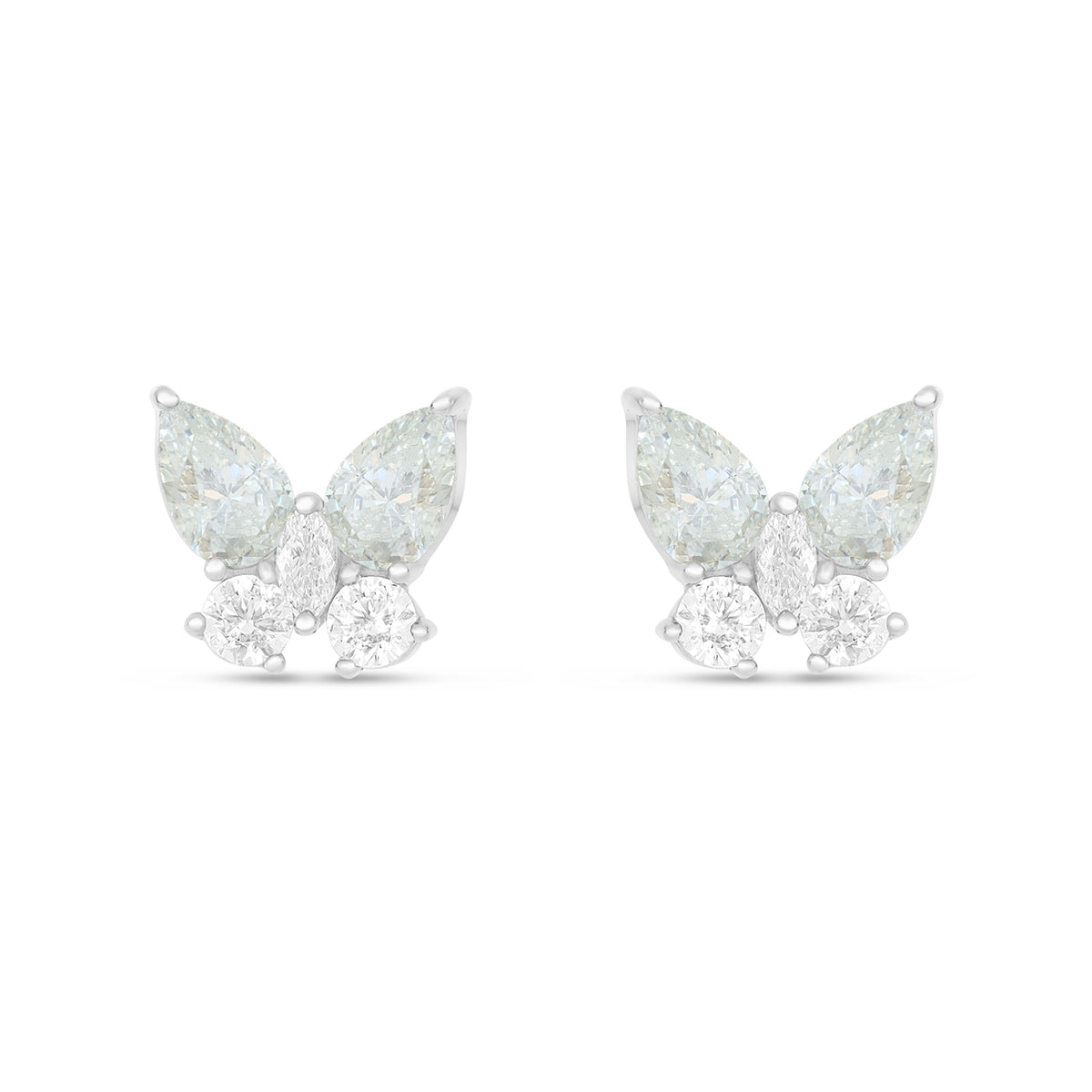 Sterling Silver 925 Earring Rhodium Plated Embedded With Diamond Zircon And White Zircon