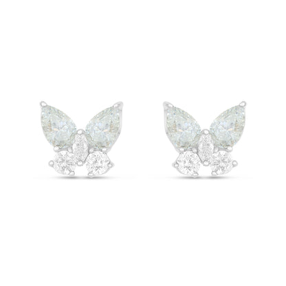Sterling Silver 925 Earring Rhodium Plated Embedded With Diamond Zircon And White Zircon