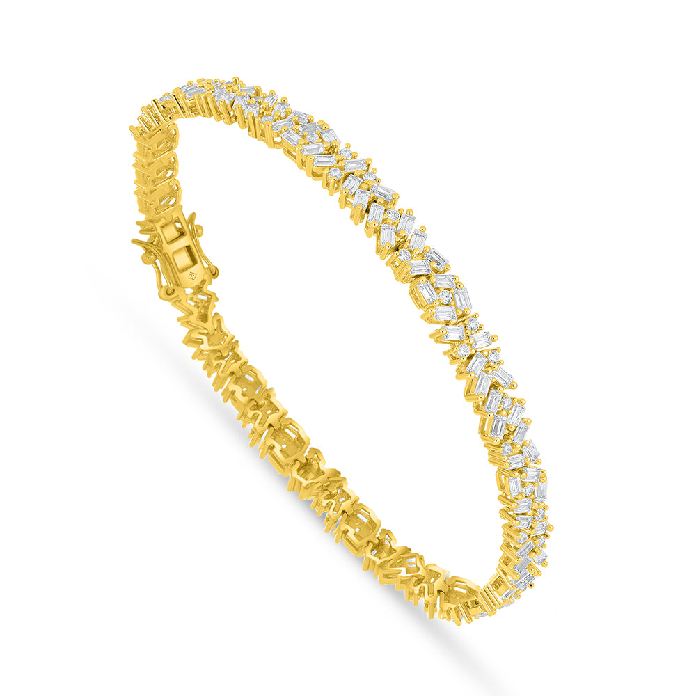 Sterling Silver 925 Bracelet Golden Plated Embedded With White Zircon