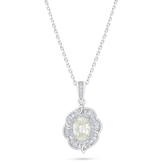 Sterling Silver 925 Necklace Rhodium Plated Embedded With Diamond Zircon And White Zircon