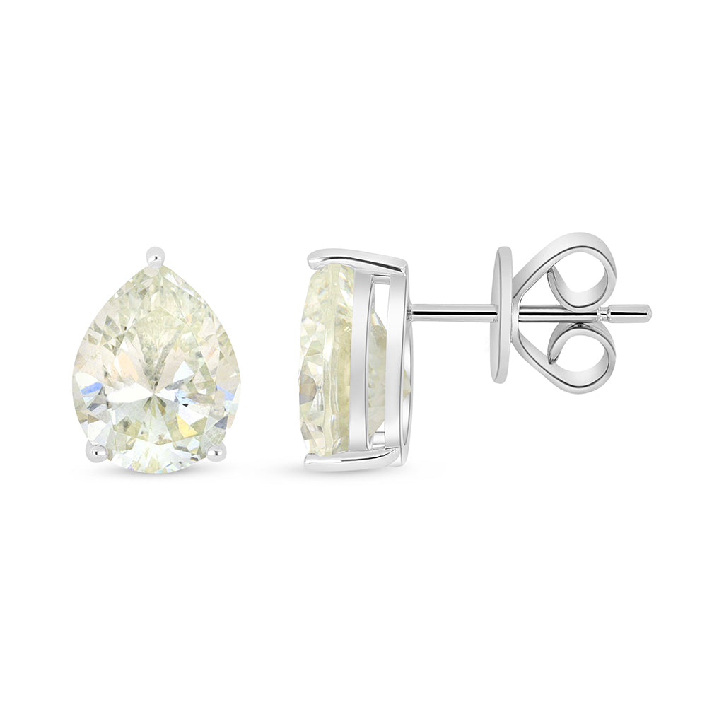 Sterling Silver 925 Earring Rhodium Plated Embedded With Diamond Zircon