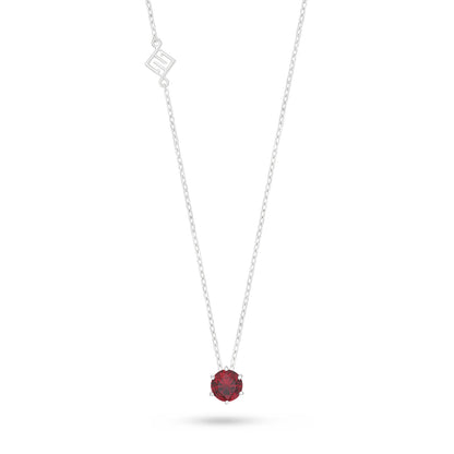 Sterling Silver 925 Necklace Rhodium Plated Embedded With Ruby Corundum