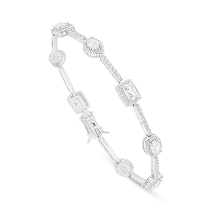 اسورة من الفضة الخالصة عيار 925 مطلية روديوم مرصعة بالزركون الكناري الالماسي و فص ابيض