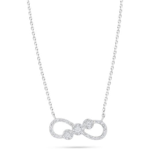 عقد من الفضة الخالصة عيار 925 مطلي روديوم مرصع فص ابيض