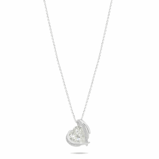 Sterling Silver 925 Necklace Rhodium Plated Embedded With Diamond Zircon And White Zircon