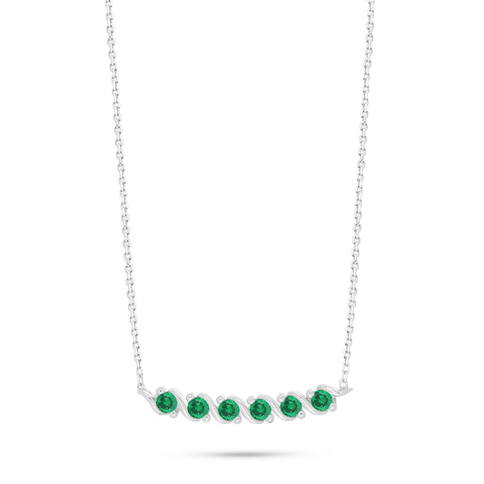 عقد من الفضة الخالصة عيار 925 مطلي روديوم مرصع زركون زمردي