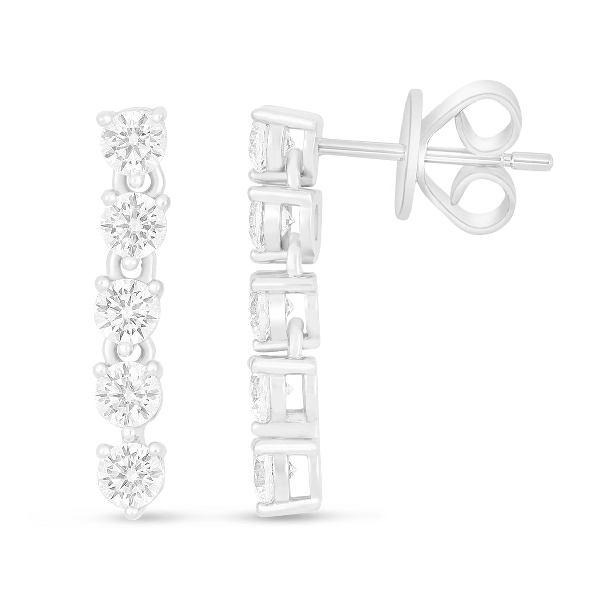 Sterling Silver 925 Earring Rhodium Plated Embedded With White Zircon