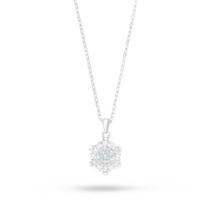 Sterling Silver 925 Necklace Rhodium Plated Embedded With White Zircon
