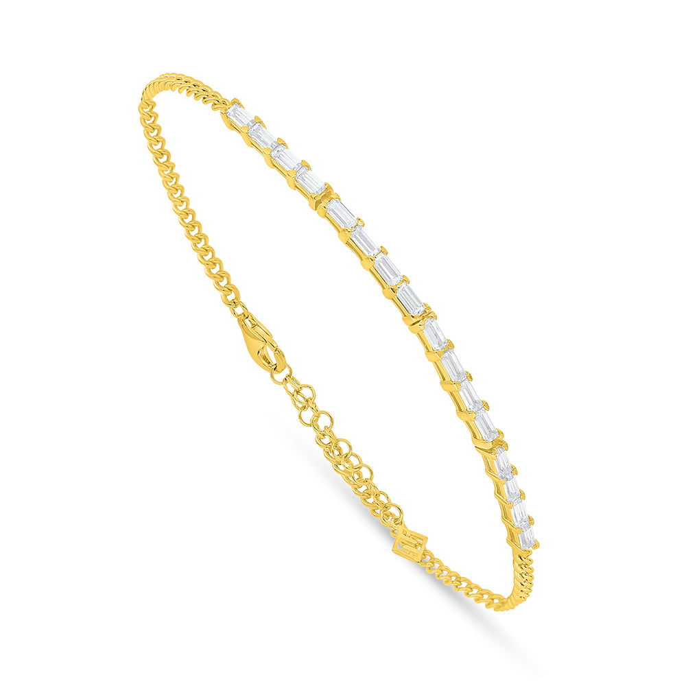 Sterling Silver 925 Bracelet Golden Plated Embedded With White Zircon