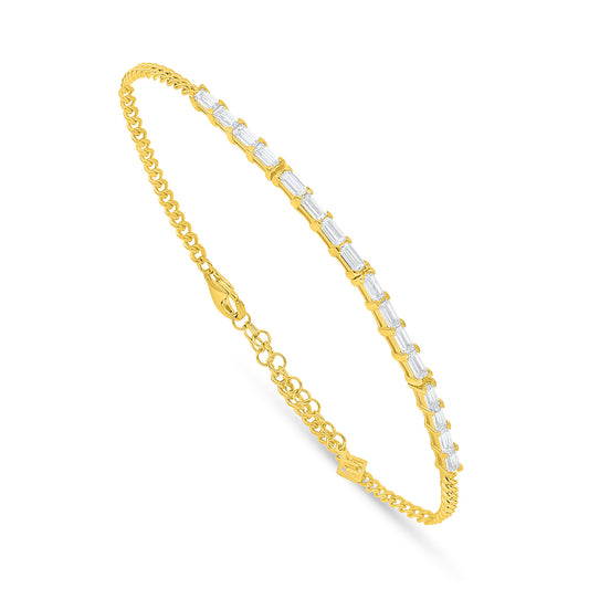 Sterling Silver 925 Bracelet Golden Plated Embedded With White Zircon
