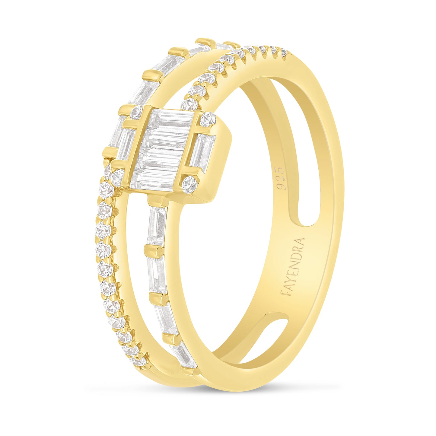 خاتم من الفضة الخالصة عيار 925 مطلي ذهبي مرصع فص ابيض
