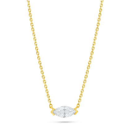 Sterling Silver 925 Necklace Golden Plated Embedded With White Zircon