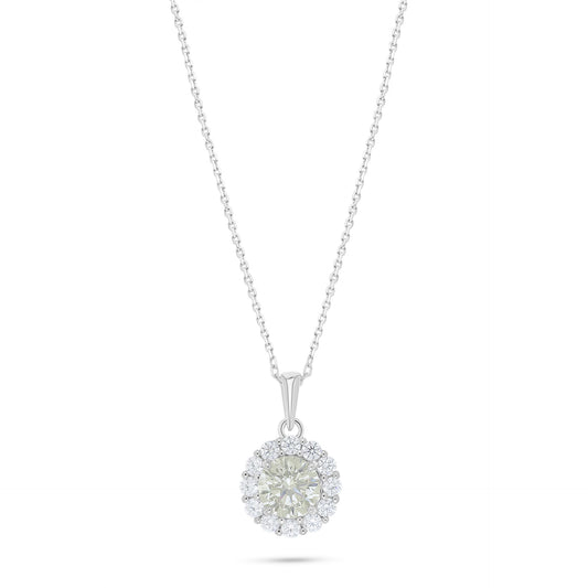 Sterling Silver 925 Necklace Rhodium Plated Embedded With Diamond Zircon And White Zircon
