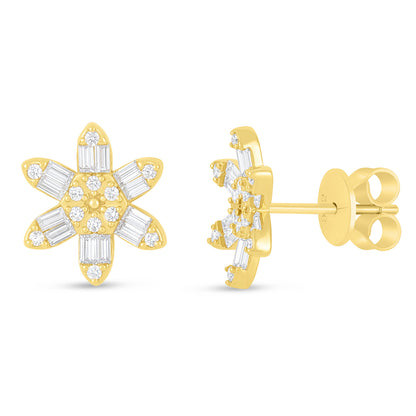 Sterling Silver 925 Earring Golden Plated Embedded With White Zircon
