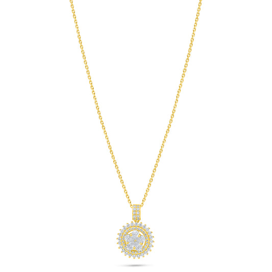 Sterling Silver 925 Necklace Golden Plated Embedded With Diamond Zircon And White Zircon