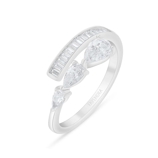 Sterling Silver 925 Ring Rhodium Plated Embedded With White Zircon