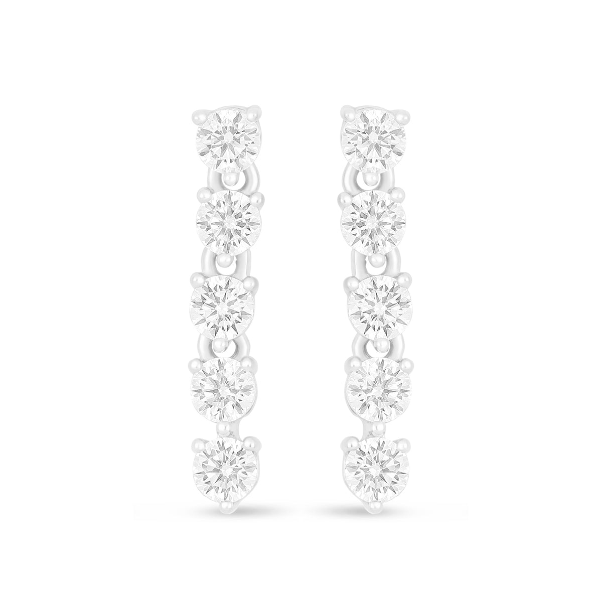 Sterling Silver 925 Earring Rhodium Plated Embedded With White Zircon