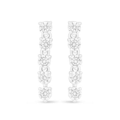 Sterling Silver 925 Earring Rhodium Plated Embedded With White Zircon