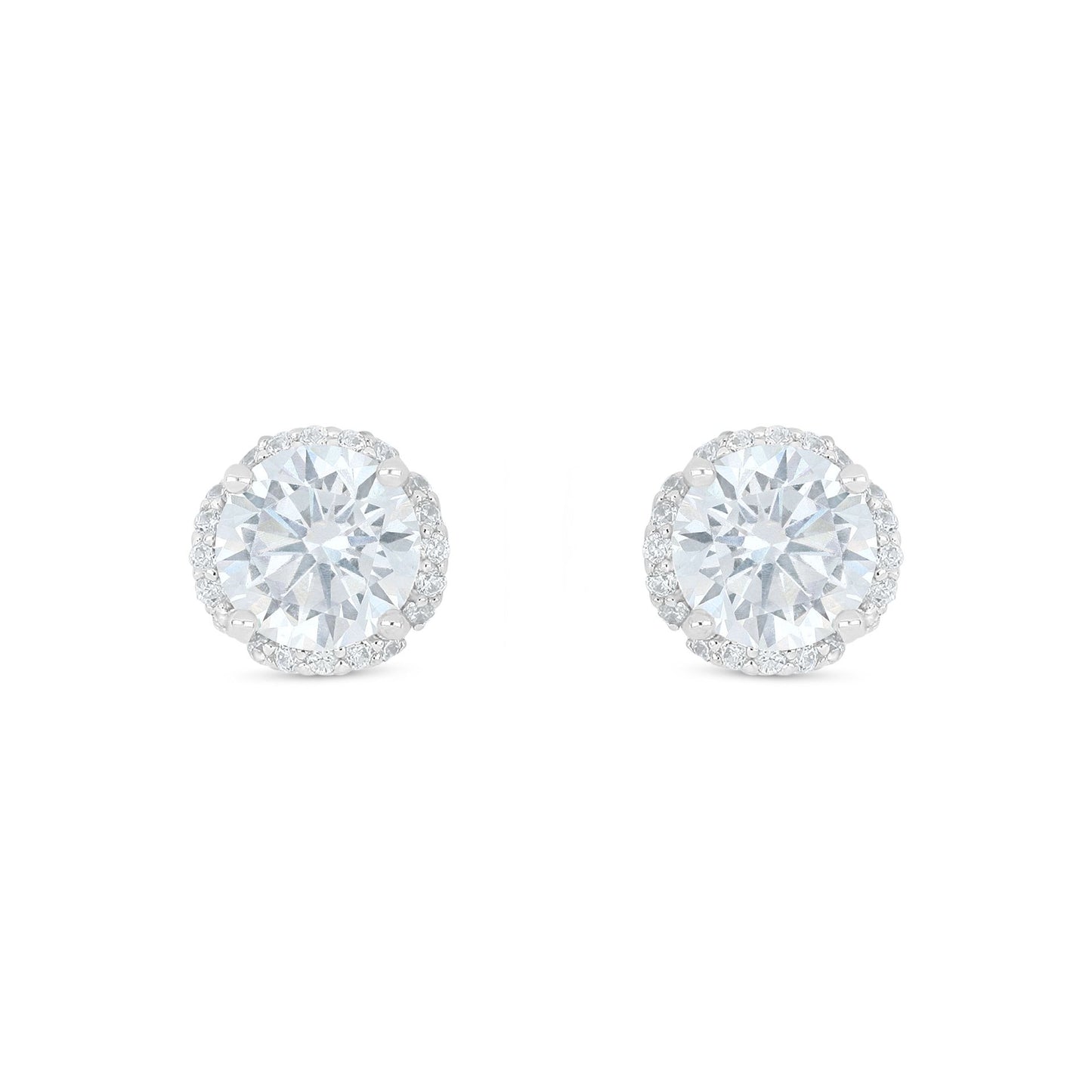 Sterling Silver 925 Earring Rhodium Plated Embedded With White Zircon