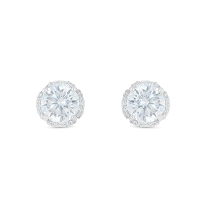 Sterling Silver 925 Earring Rhodium Plated Embedded With White Zircon