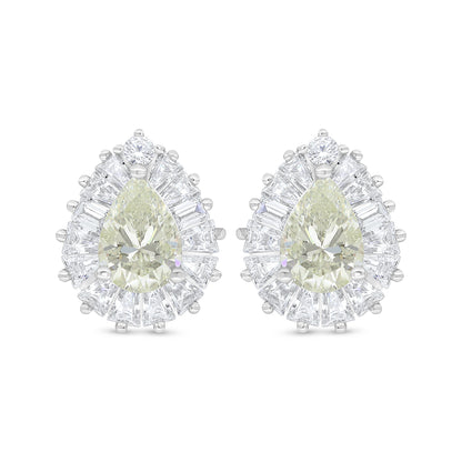 Sterling Silver 925 Earring Rhodium Plated Embedded With Diamond Zircon And White Zircon