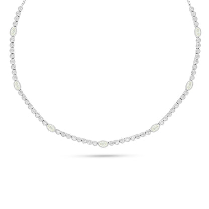 Sterling Silver 925 Necklace Rhodium Plated Embedded With Diamond Zircon And White Zircon