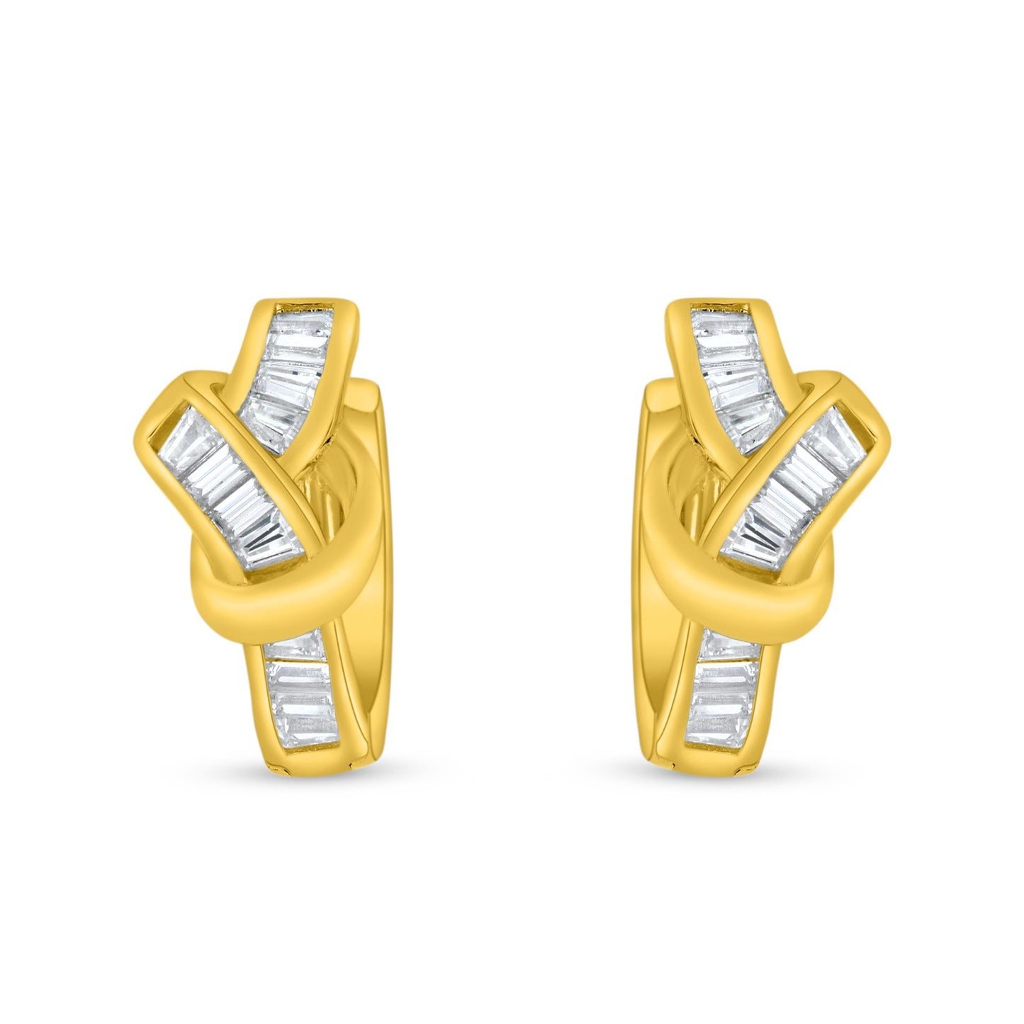 Sterling Silver 925 Earring Golden Plated Embedded With White Zircon