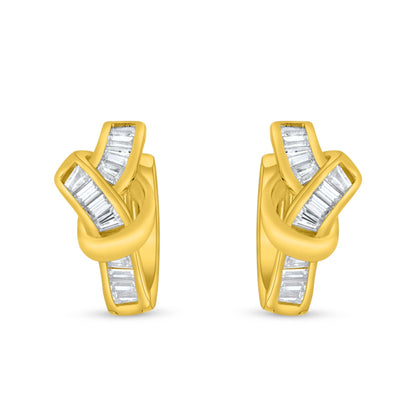 Sterling Silver 925 Earring Golden Plated Embedded With White Zircon
