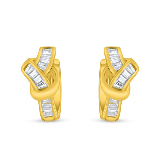 Sterling Silver 925 Earring Golden Plated Embedded With White Zircon