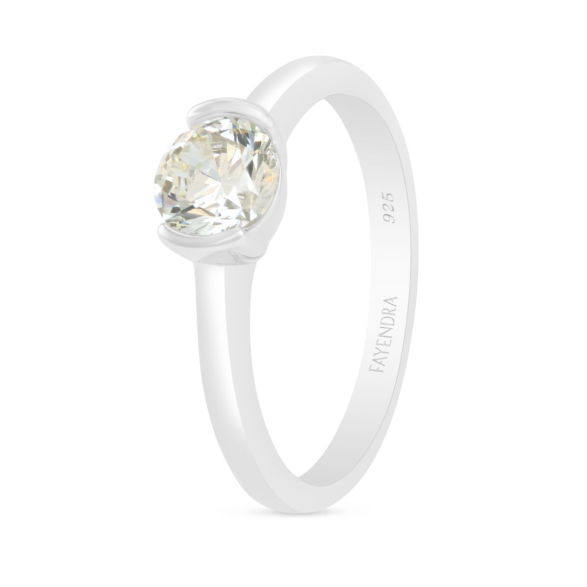 Sterling Silver 925 Ring Rhodium Plated Embedded With Diamond Zircon
